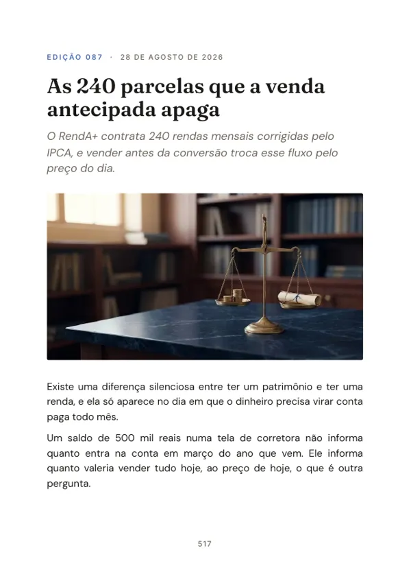 Página 517 do volume: abertura da edição 087, As 240 parcelas que a venda antecipada apaga
