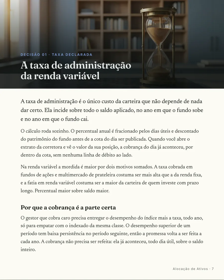 Abertura de decisão: Cada decisão abre em cena, com a família de custo nomeada