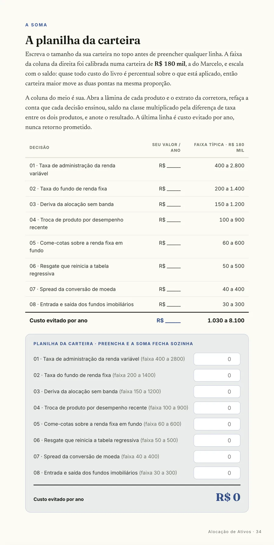 Calculadora: A planilha da carteira: preenche e a soma fecha sozinha